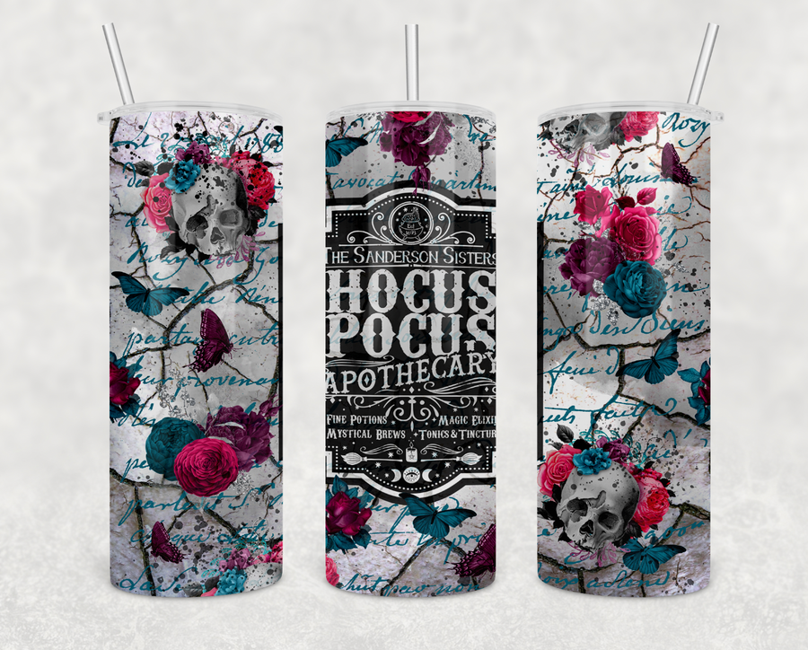 Rose Skull Hocus Pocus 20oz Skinny Tumbler
