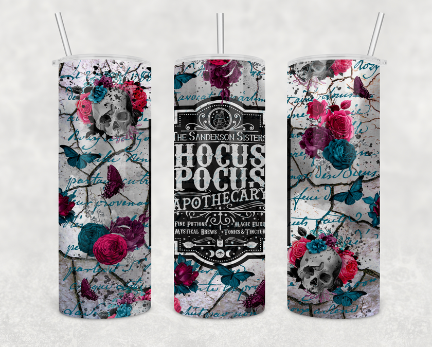 Rose Skull Hocus Pocus 20oz Skinny Tumbler