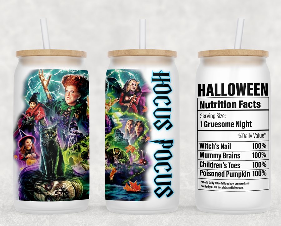 Hocus Pocus Nutrition Facts Glass Can Tumbler