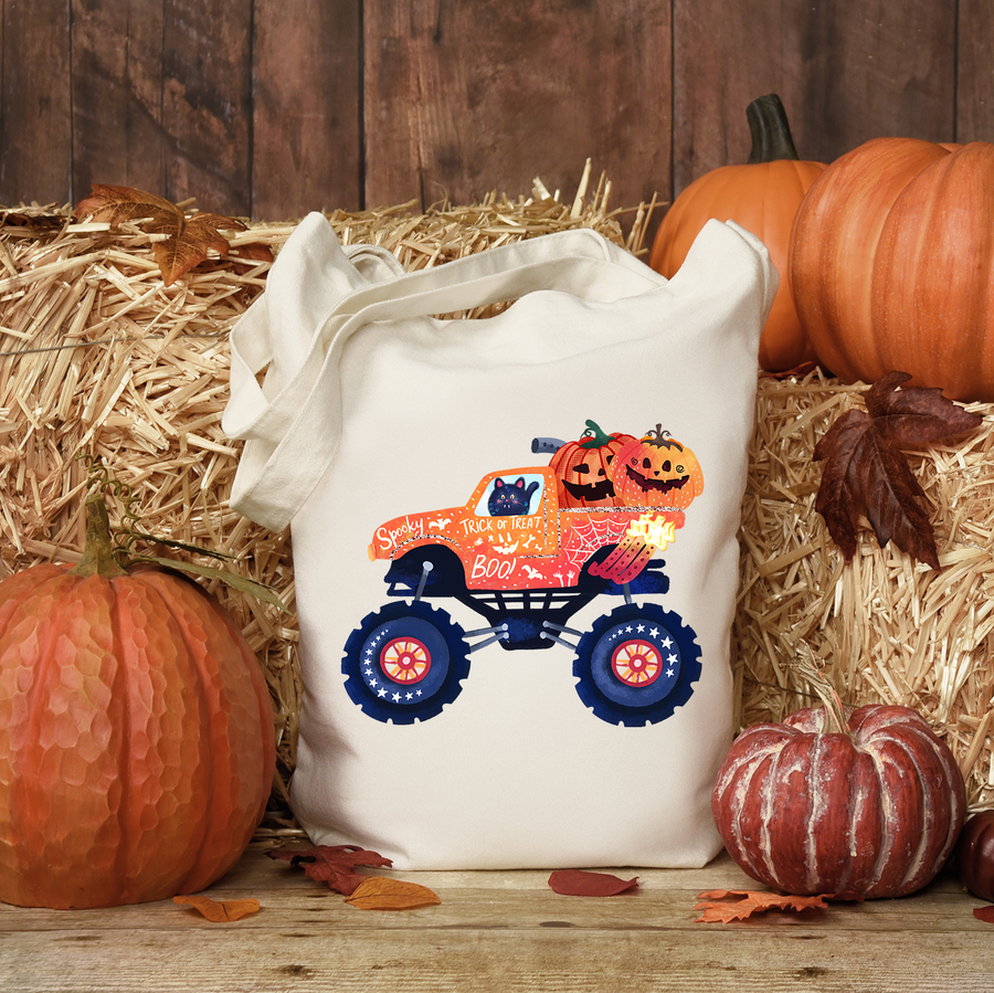 Halloween Monster Truck Tote Bag