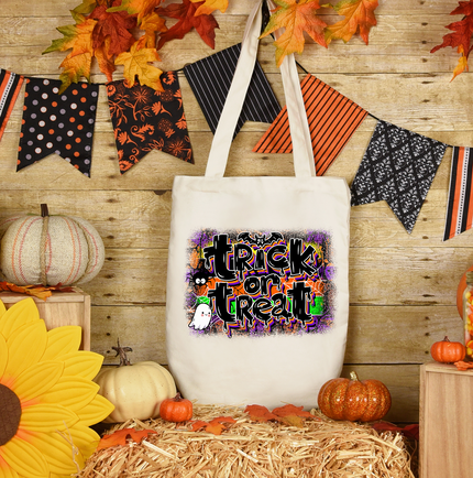 Neon Trick or Treat Tote Bag