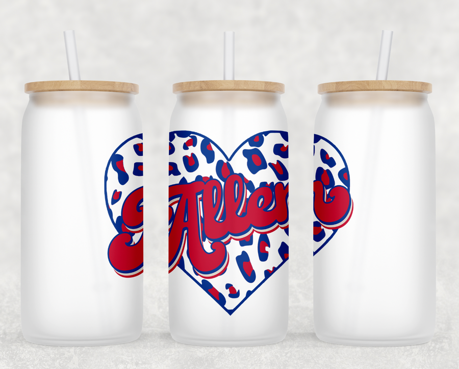 Allen Leopard Heart Glass Can Tumbler