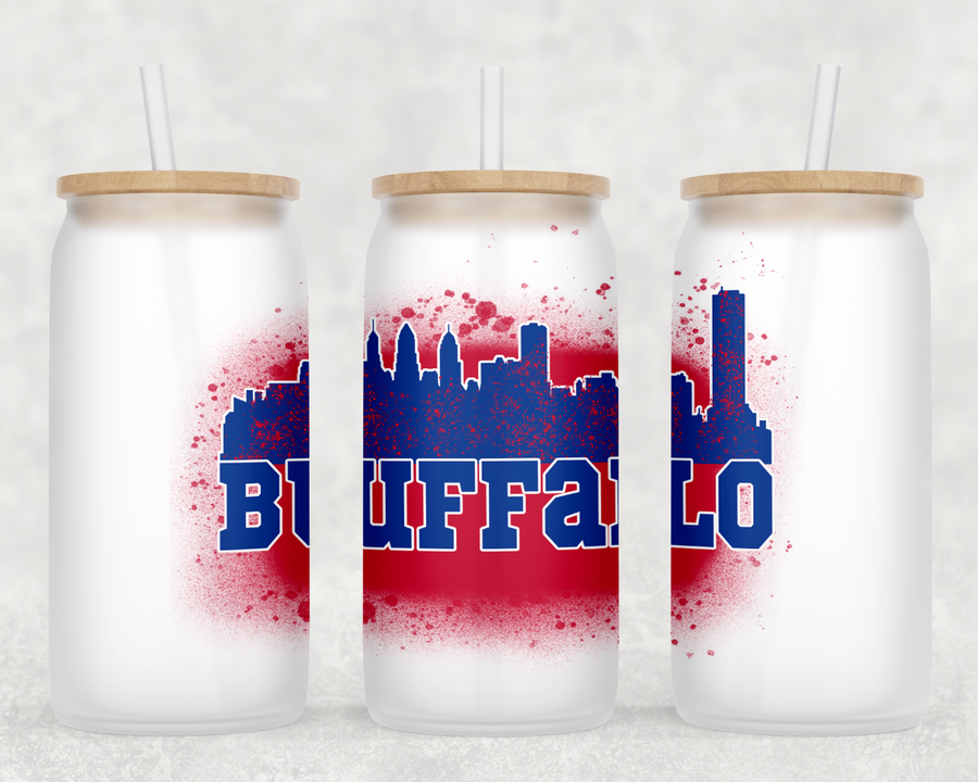 Buffalo Spray Paint Glass Can Tumbler