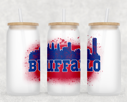 Buffalo Spray Paint Glass Can Tumbler