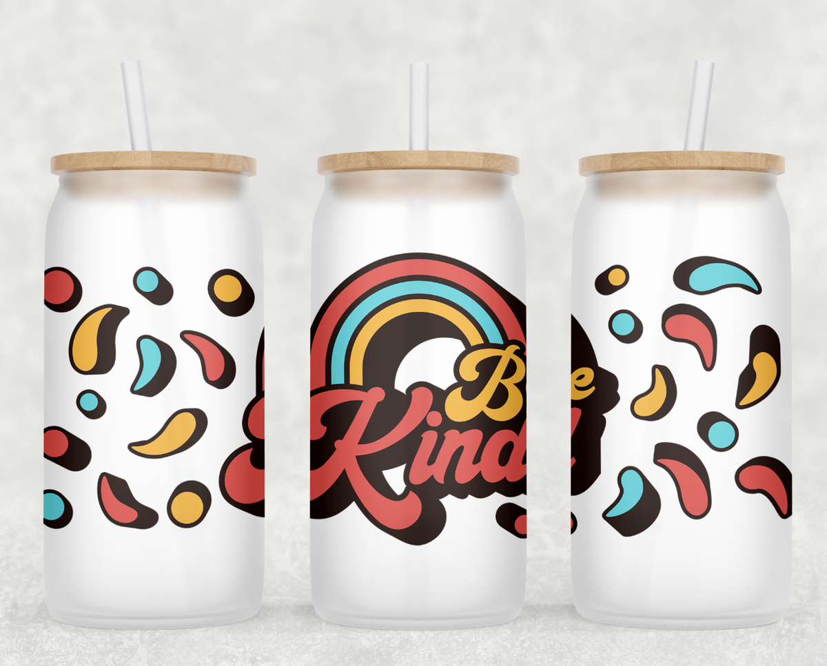 Retro Be Kind Glass Can Tumbler