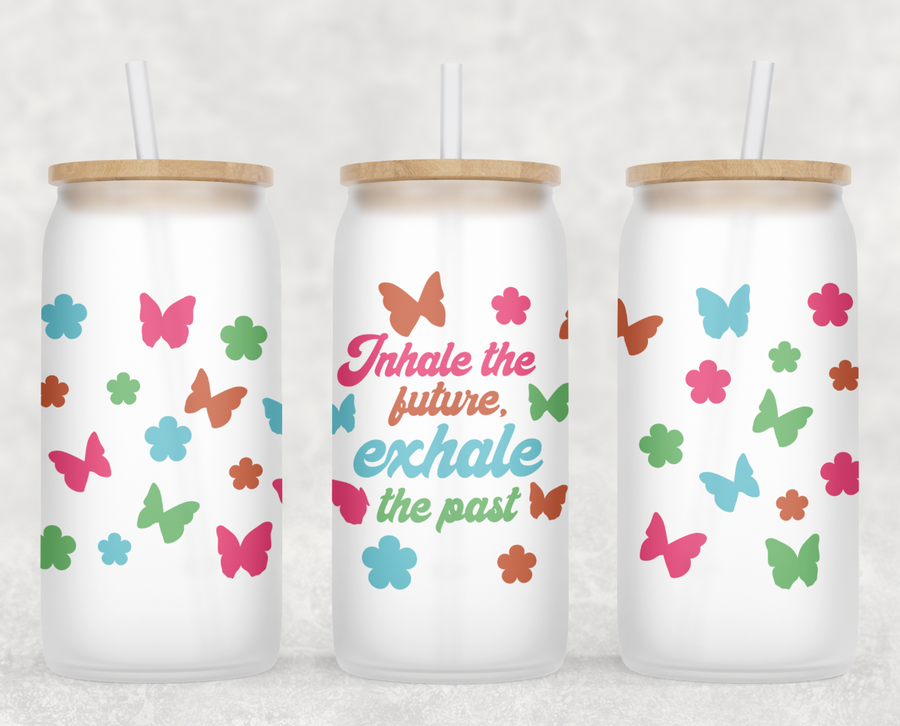 Inhale The Future Exhale The Past Glass Can Tumbler