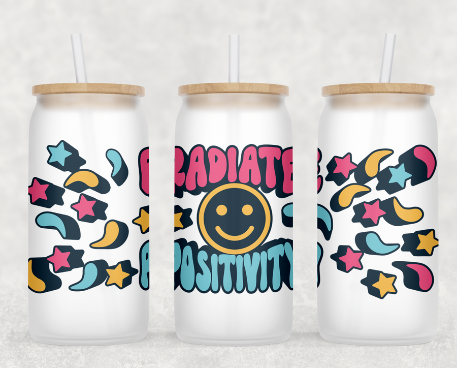 Radiate Positivity Glass Can Tumbler