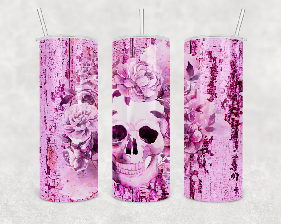 Pink Skulls 20 oz Skinny Tumbler