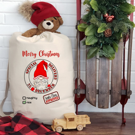 Merry Gnome Christmas Santa Sack