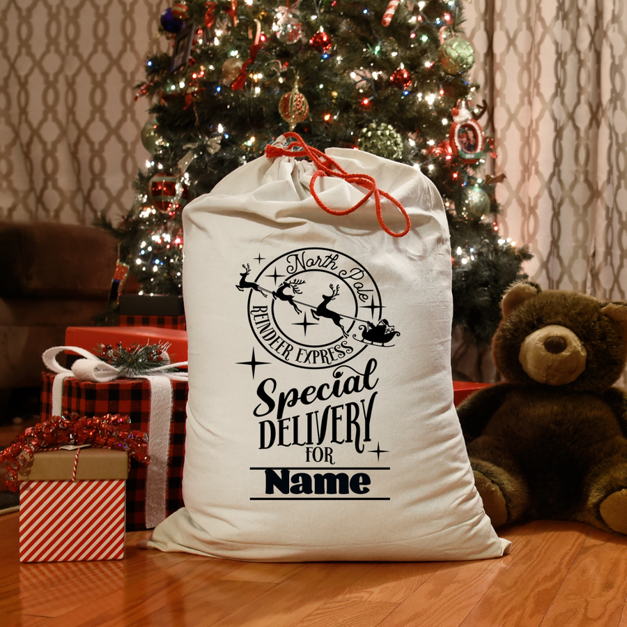 North Pole Reindeer Express Santa Sack