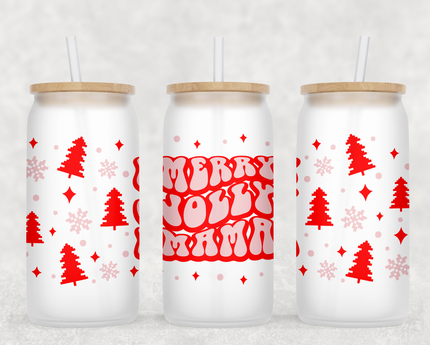 Merry Jolly Mama Glass Can Tumbler