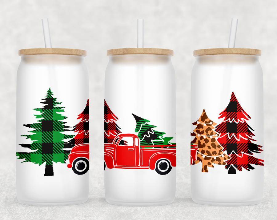 Plaid Christmas Glass Can Tumbler