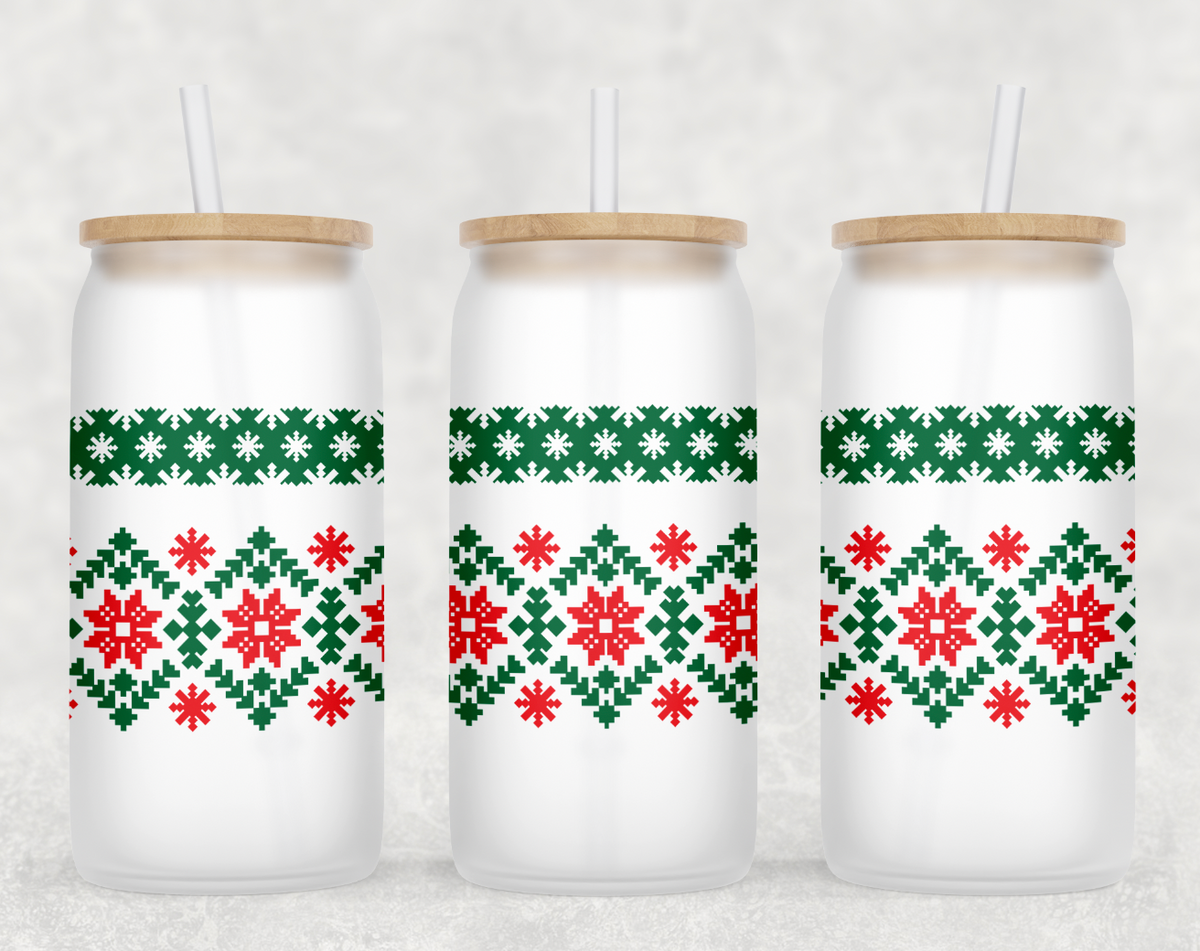 Christmas Sweater Glass Can Tumbler