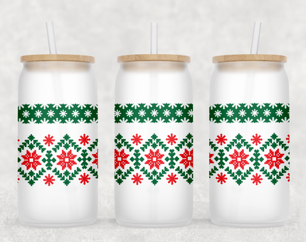 Christmas Sweater Glass Can Tumbler