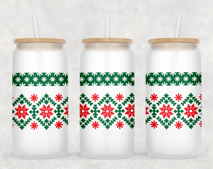 Christmas Sweater Glass Can Tumbler