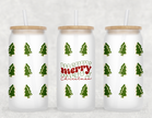 Retro Merry Christmas Trees Glass Can Tumbler