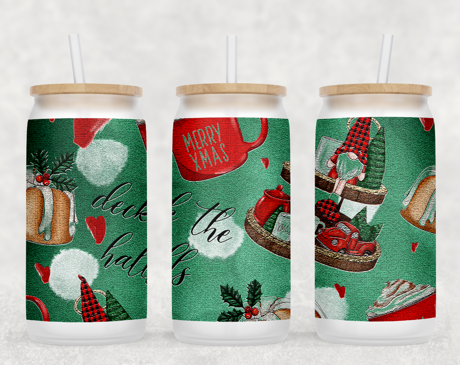 Deck The Halls Glass Can Tumbler