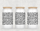 Leopard Snowman Glass Can Tumbler