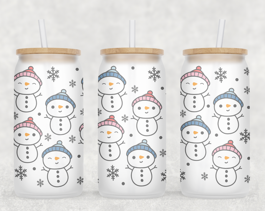 Cute Snowman Glass Can Tumbler