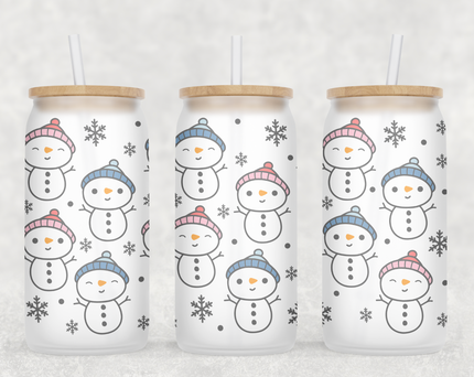 Cute Snowman Glass Can Tumbler