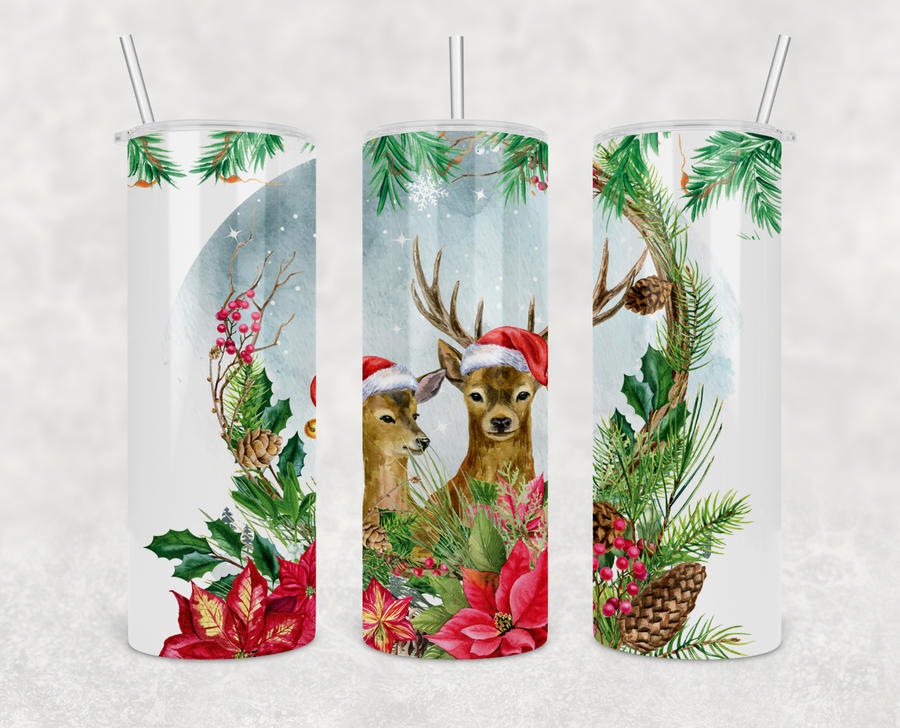 Christmas Deer 20oz Skinny Tumbler
