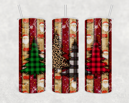 Plaid and Leopard Trees 20oz Skinny Tumbler