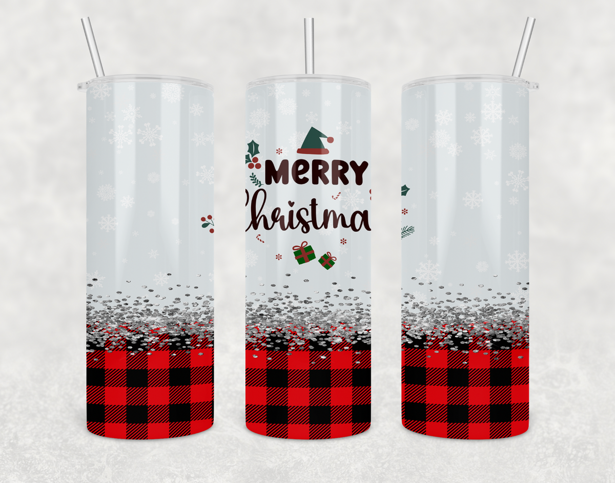 Plaid Merry Christmas 20oz Skinny Tumbler