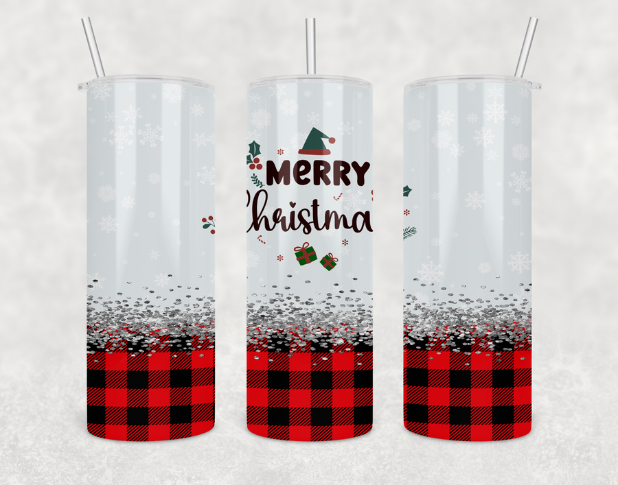 Plaid Merry Christmas 20oz Skinny Tumbler