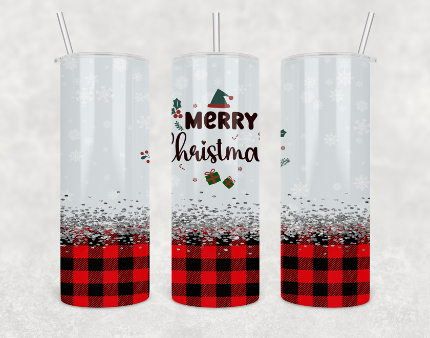 Plaid Merry Christmas 20oz Skinny Tumbler