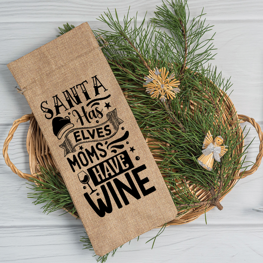 Moms Have Wine Burlap Wine Bag