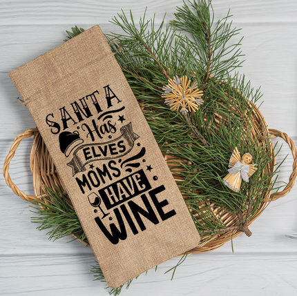 Moms Have Wine Burlap Wine Bag