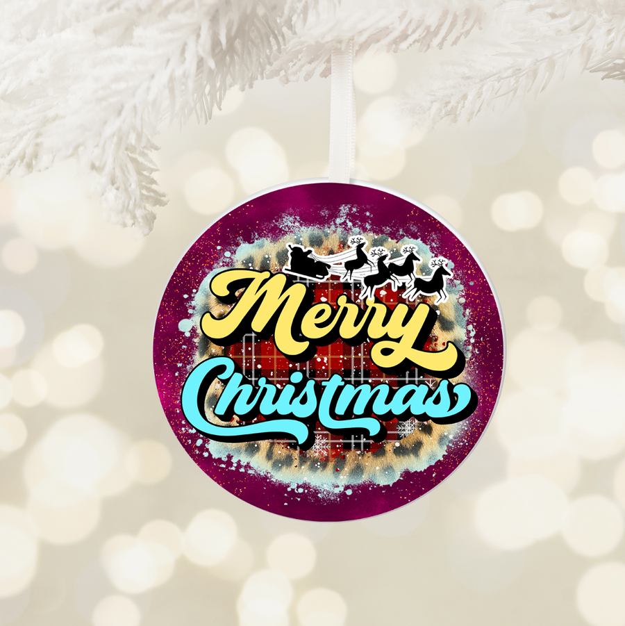 Maroon Merry Christmas - Holiday Ornament