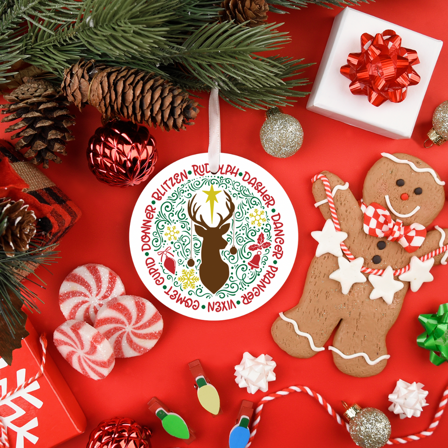 Reindeer Names - Holiday Ornament