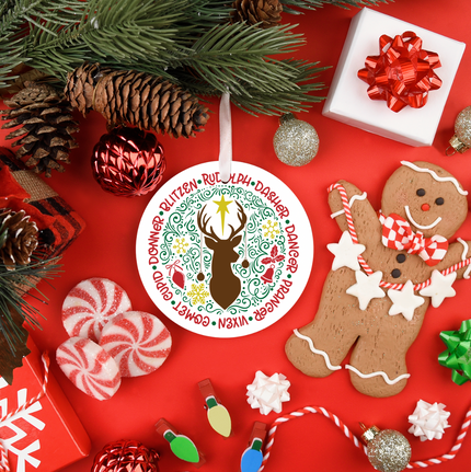 Reindeer Names - Holiday Ornament