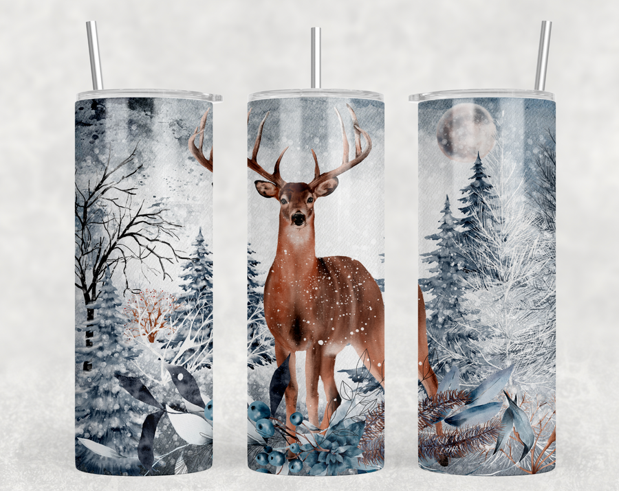 Christmas Deer 20oz Skinny Tumbler