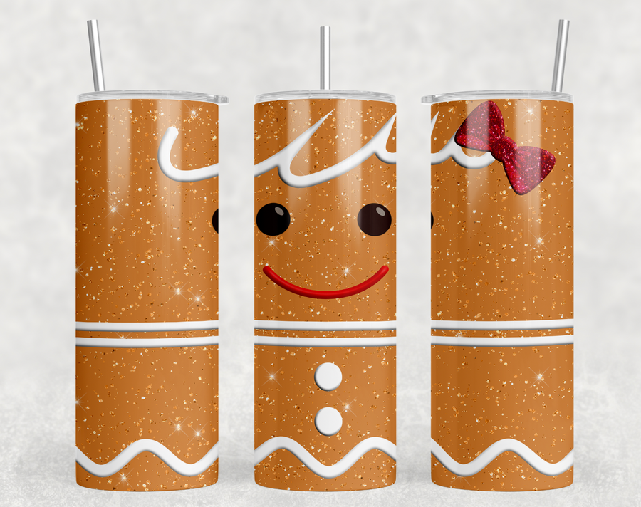 Gingerbread Glitter 20oz Skinny Tumbler