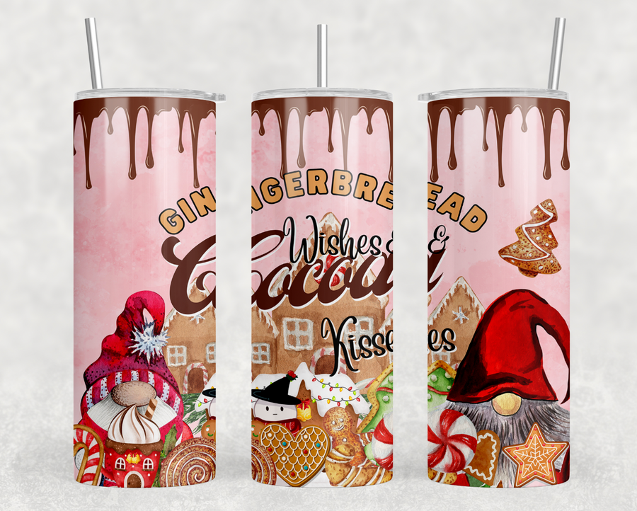 Gingerbread Wishes Cocoa Kisses 20oz Skinny Tumbler