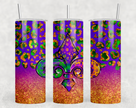Neon Leopard Mardi Gras 20oz Skinny Tumbler