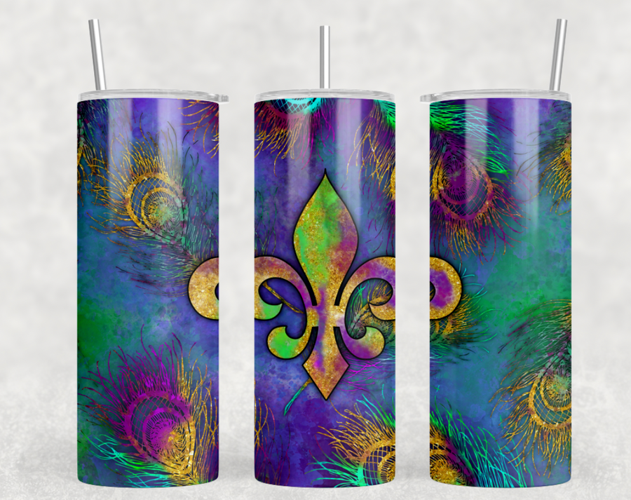 Colorful Mardi Gras 20oz Skinny Tumbler