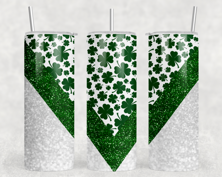 Shamrocks and Glitter 20oz Skinny Tumbler