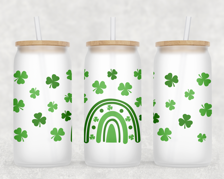 Shamrock Rainbow Glass Can Tumbler