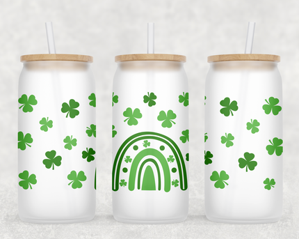 Shamrock Rainbow Glass Can Tumbler