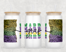 Leopard Mardi Gras Glass Can Tumbler