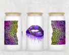 Mardi Gras Lips Glass Can Tumbler