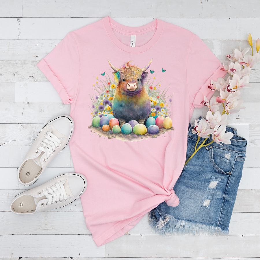Easter Highland Cow Unisex T-shirt