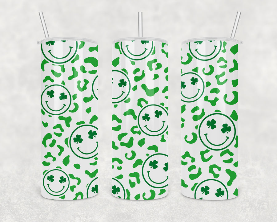 Shamrock Smiley Face 20oz Skinny Tumbler