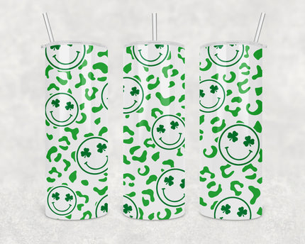 Shamrock Smiley Face 20oz Skinny Tumbler