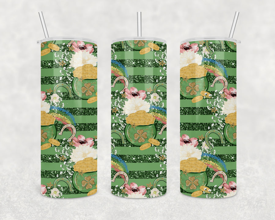 St Patrick Green Stripes 20oz Skinny Tumbler