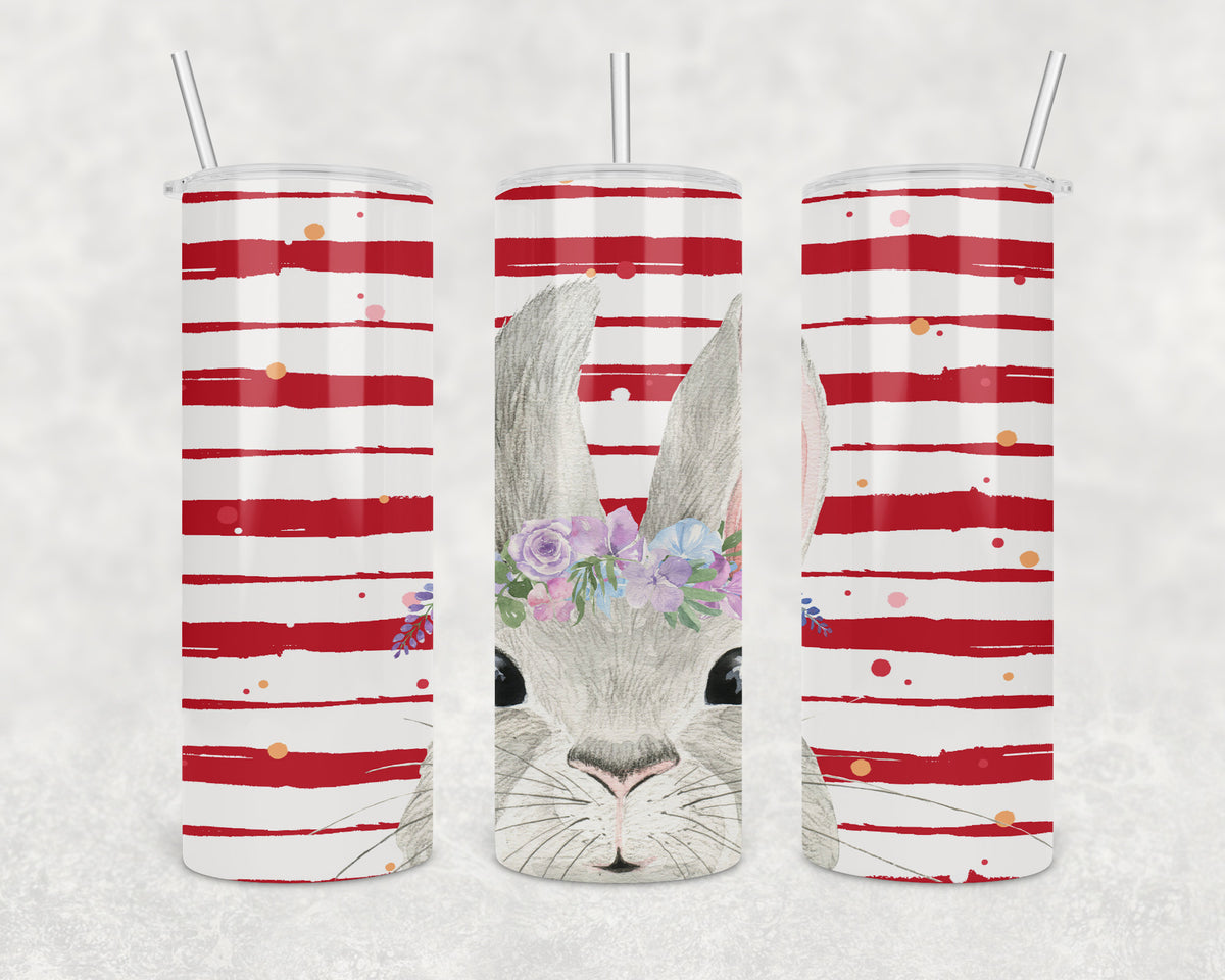 Striped Easter Bunny 20oz Skinny Tumbler