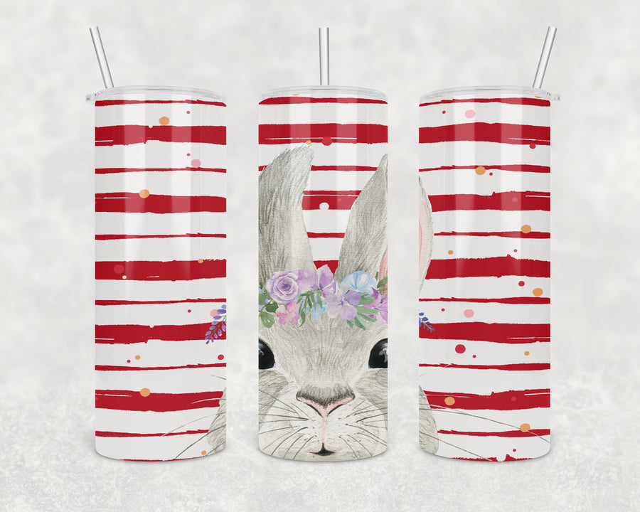 Striped Easter Bunny 20oz Skinny Tumbler